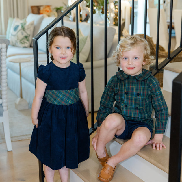 Bailey Boys Blue & White Pumpkin Dress