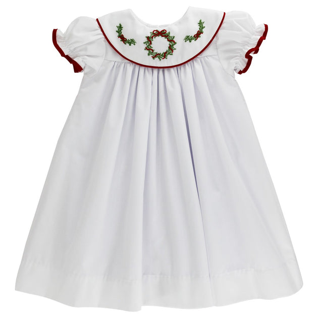 Bailey Boys Girls Blue Chambray Float Dress - Embroidery Bow Collar