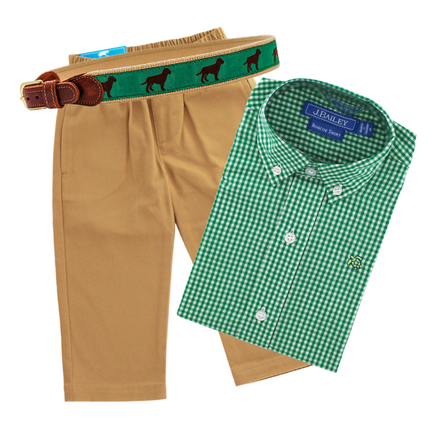 Bailey Boys Buddy Belt - Green with Chocolate Lab Dog main image 1