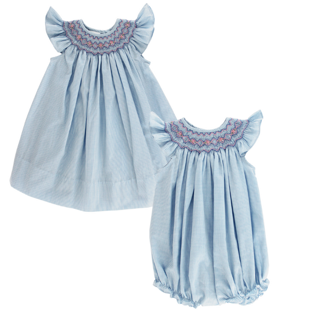 Bailey Boys Pale Pink with Peri Flowers Bishop Dress main image 1