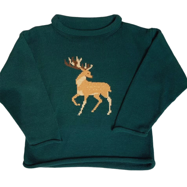 Roll Neck Sweater- Deer/Forest