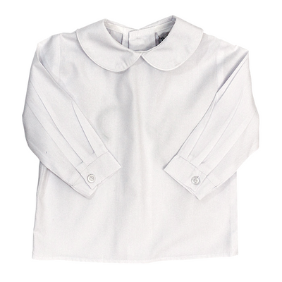 Boys Long Sleeve Button Back Shirt-White
