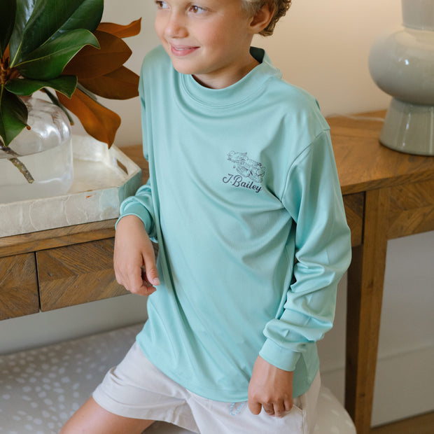Performance Long Sleeve Logo Tee - Decoy on Green