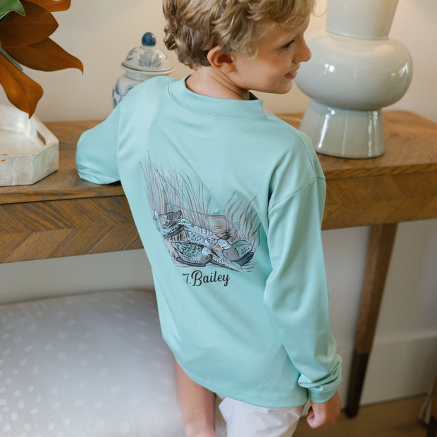 Performance Long Sleeve Logo Tee - Decoy on Green