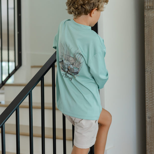 Performance Long Sleeve Logo Tee - Decoy on Green