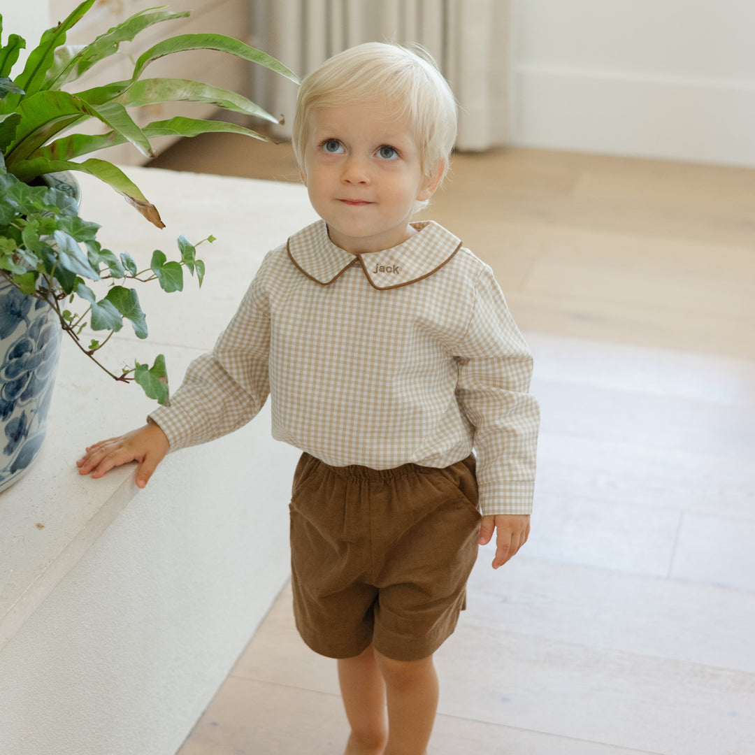 Chocolate Brown Corduroy - Elastic Waist Short – Bailey Boys