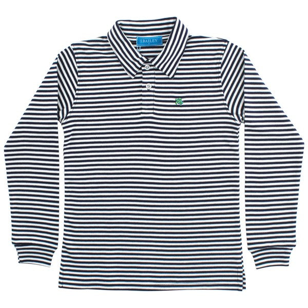 Harry Long Sleeve Polo - Navy & White Stripe