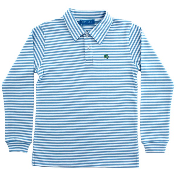 Harry Long Sleeve Polo - Blue & White Stripe