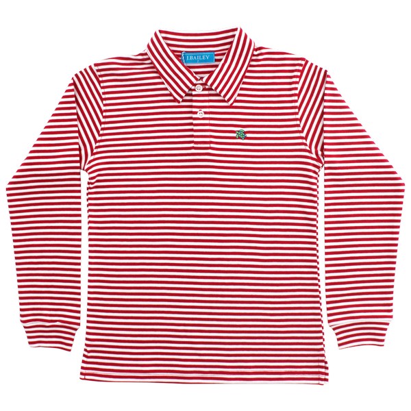 Harry Long Sleeve Polo - Red & White Stripe