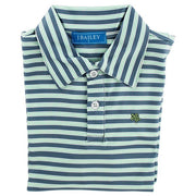 Harry Long Sleeve Performance Polo - Denim & Green