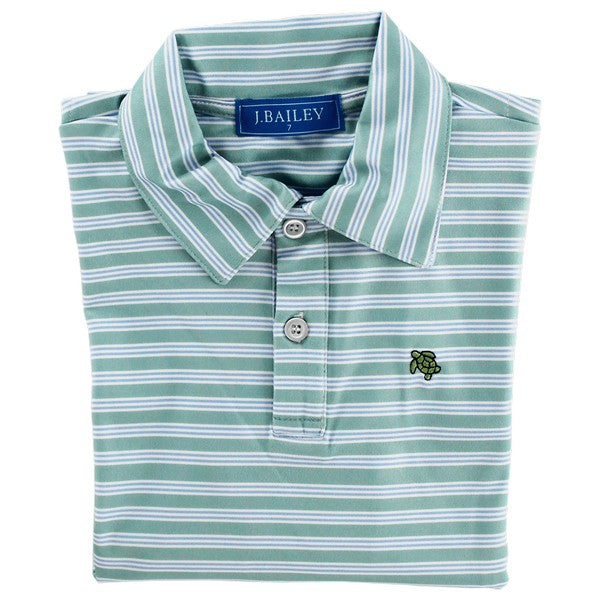 Bailey Boys Harry Long Sleeve Performance Polo Moss Blue