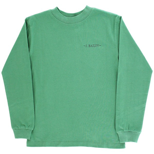 Boys Long Sleeve Logo Tee - Dog in Boat on Green