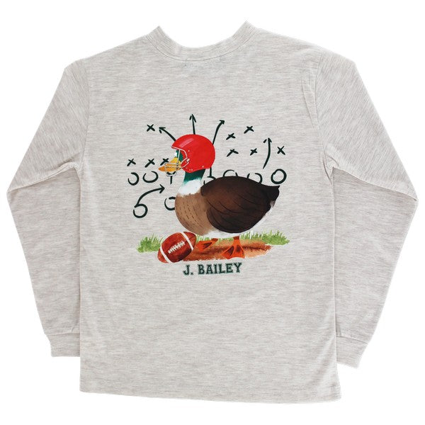 Boys Long Sleeve Logo Tee - Football Duck on Oatmeal