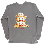 Boys Long Sleeve Logo Tee - Jack-O-Lantern on Grey