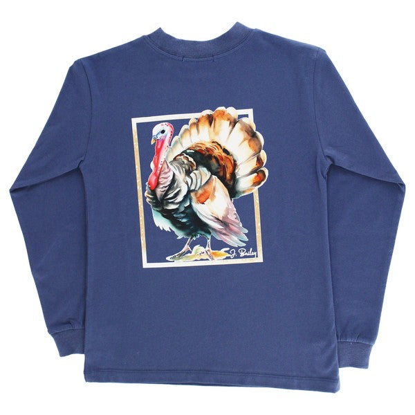 Boys Long Sleeve Logo Tee- Turkey on Denim