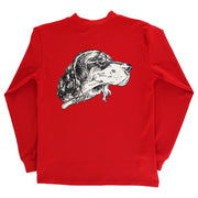 Boys Long Sleeve Performance Tee - Spaniel Dog on Red