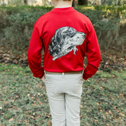 Boys Long Sleeve Performance Tee - Spaniel Dog on Red