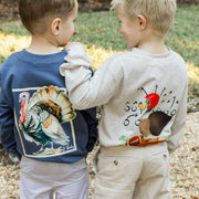 Boys Long Sleeve Logo Tee - Football Duck on Oatmeal