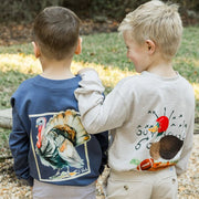 Boys Long Sleeve Logo Tee - Football Duck on Oatmeal