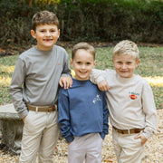 Boys Long Sleeve Logo Tee - Football Duck on Oatmeal