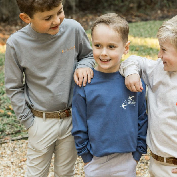 Boys Long Sleeve Logo Tee - Jack-O-Lantern on Grey