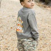 Boys Long Sleeve Logo Tee - Jack-O-Lantern on Grey