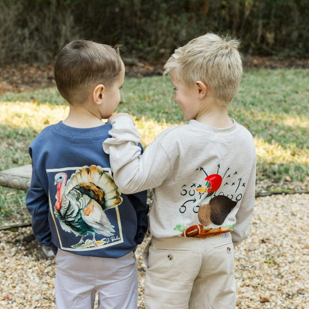 Boys Long Sleeve Logo Tee- Turkey on Denim