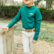 Boys Long Sleeve Logo Tee - Gone Fishing on Teal