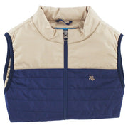 Quilted Vest - Blue & Tan