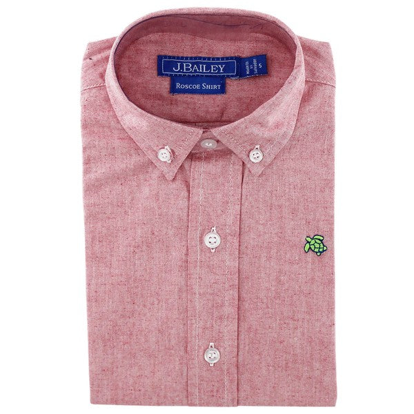 Roscoe Button Down - Red Chambrey