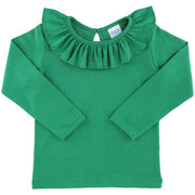 Long Sleeve Ruffled Tee - Kelly