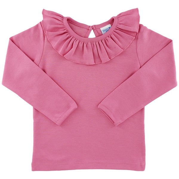 Long Sleeve Ruffled Tee - Medium Pink