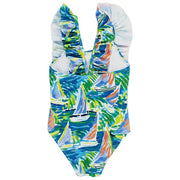 Girls Spandex Swimsuit - Sailboats