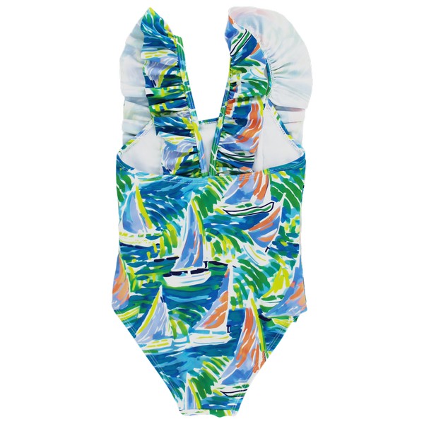 Girls Spandex Swimsuit - Sailboats