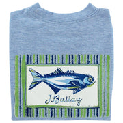 Logo Tee - Fish on Heathered Blue