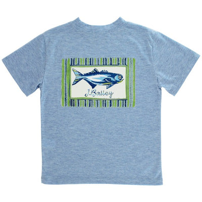 Logo Tee - Fish on Heathered Blue