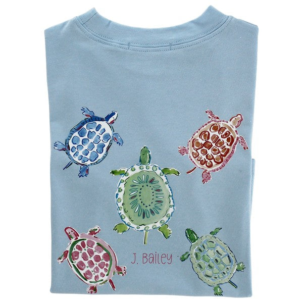 Girls Logo Tee - Turtles on Bayberry