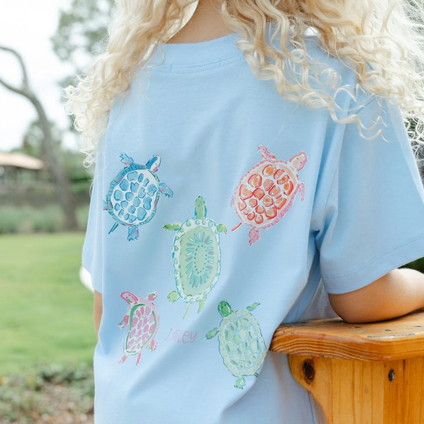 Girls Logo Tee - Turtles on Bayberry