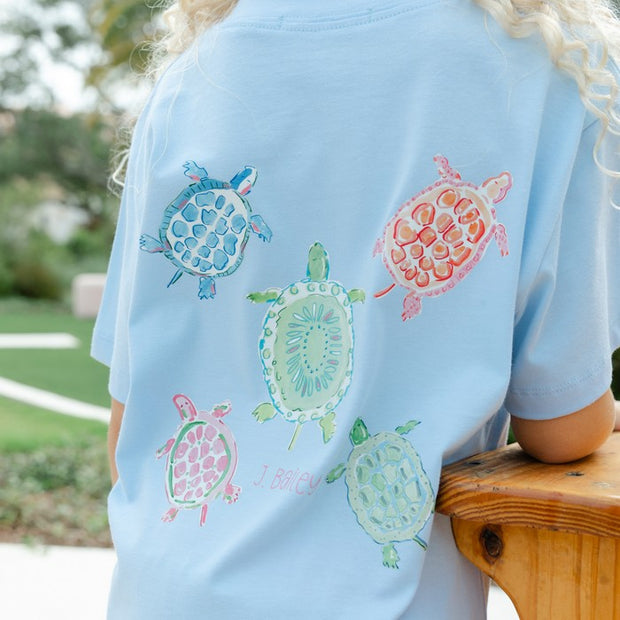 Girls Logo Tee - Turtles on Bayberry