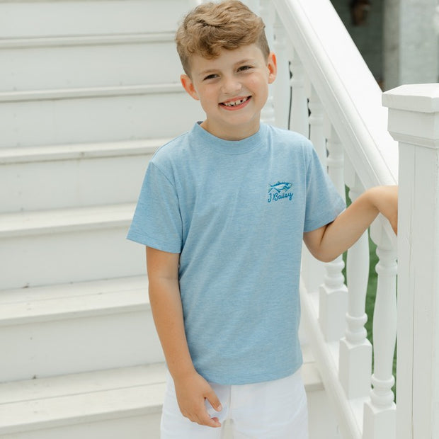 Logo Tee - Fish on Heathered Blue