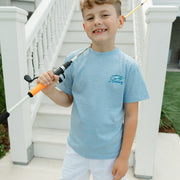 Logo Tee - Fish on Heathered Blue