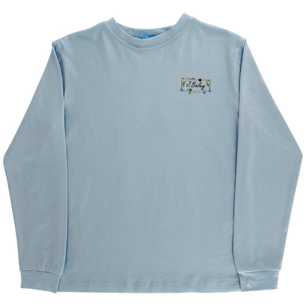 Boys Long Sleeve Logo Tee - Christmas Labs on Light Blue