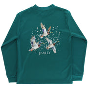 Performance Long Sleeve Logo Tee - Ducks on Teal