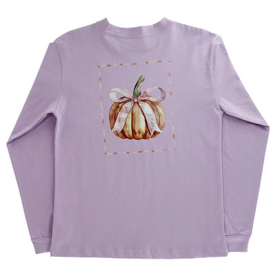 Girls Long Sleeve Logo Tee - Pumpkin on Lavender