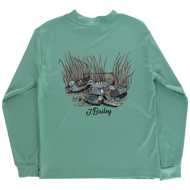 Performance Long Sleeve Logo Tee - Decoy on Green