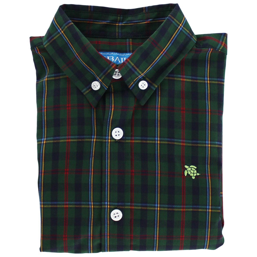 Chemise Boutonnée Chaps En Coton - Taille 5, Motif à Carreaux Vert/bleu/jaune, Occasion Très Bon état