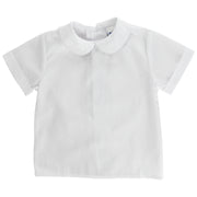 White Polished Cotton - Boys Short Sleeve Shirt