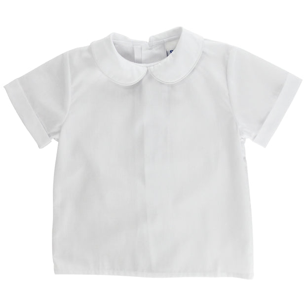 White Polished Cotton - Boys Short Sleeve Shirt