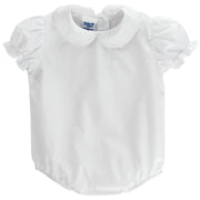White Polished Cotton - Girls Short Sleeve Onesie
