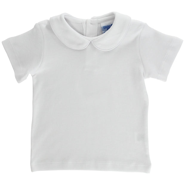 White Knit- Boys Short Sleeve Piped Shirt